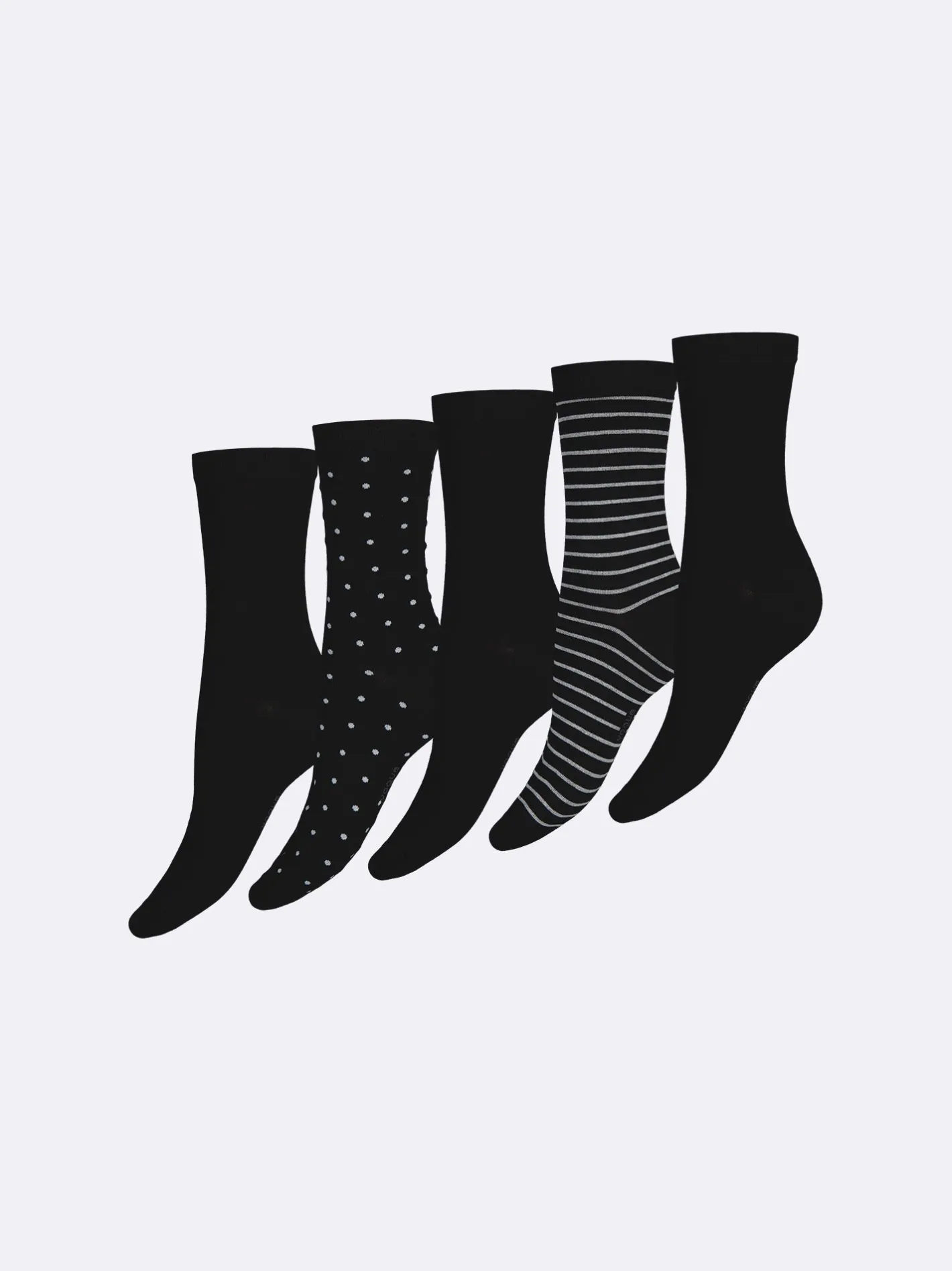 Nanso COTTON BASIC nilkkasukat, 5 paria - mustavalkoinen* Katso Valikoima|Katso Sukat