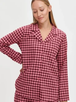 Nanso FLANELLI pyjamapaita - pinkki-burgundi* Yöasut Ja Oloasut