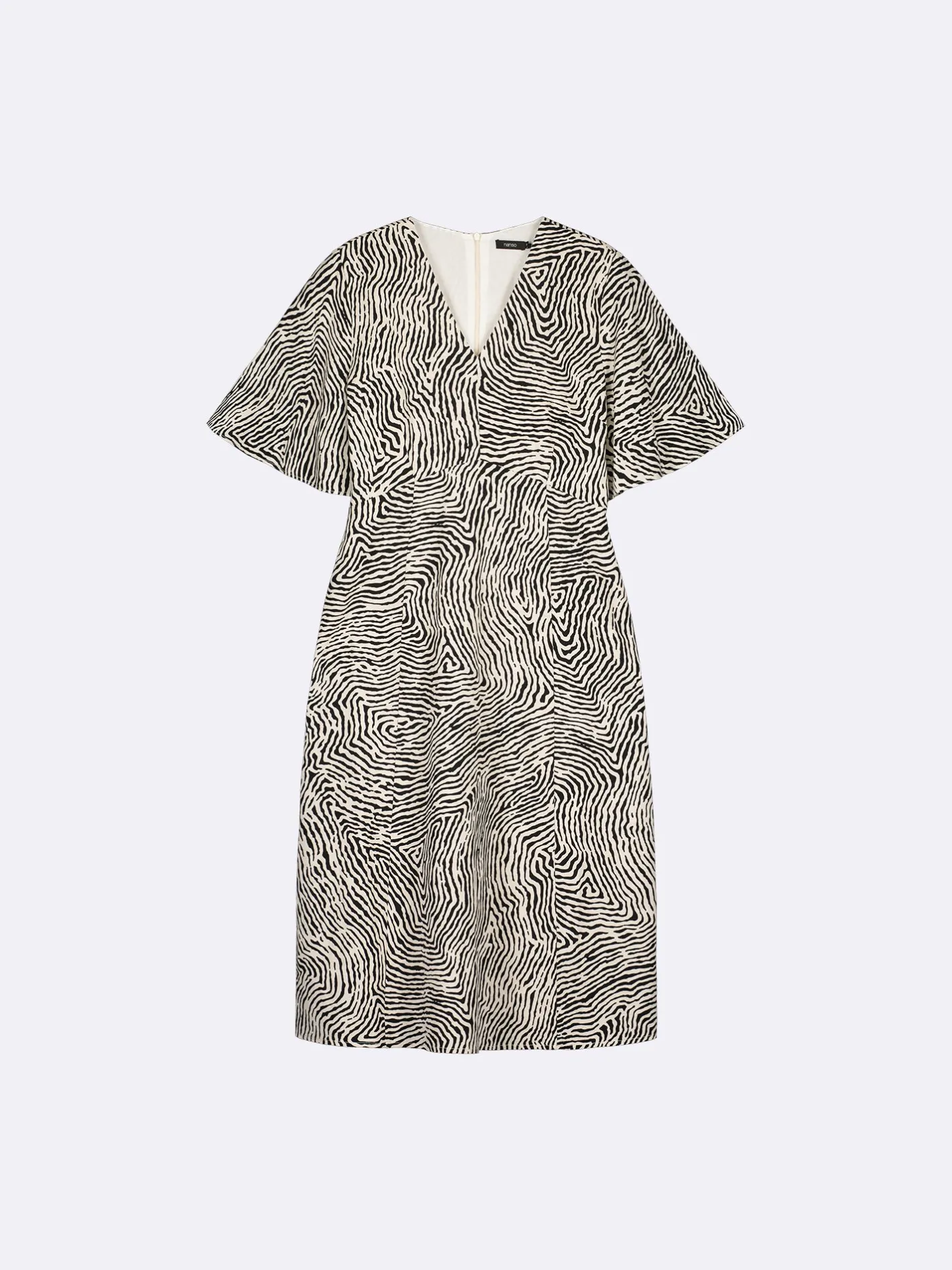 Nanso JÄLKI midi kangasmekko - musta-luonnonvalkoinen* Pellavavaatteet|Mekot