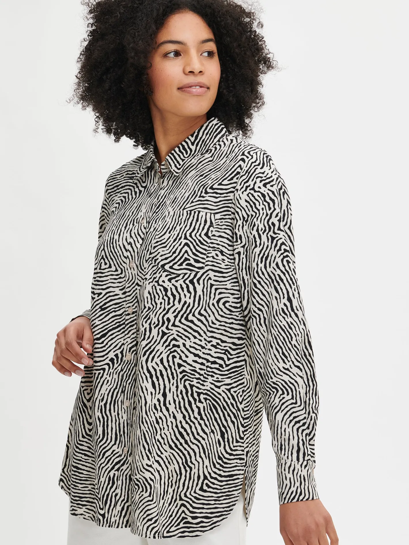 Nanso JÄLKI paitapusero - musta-luonnonvalkoinen* Pellavavaatteet|Paidat Ja Tunikat