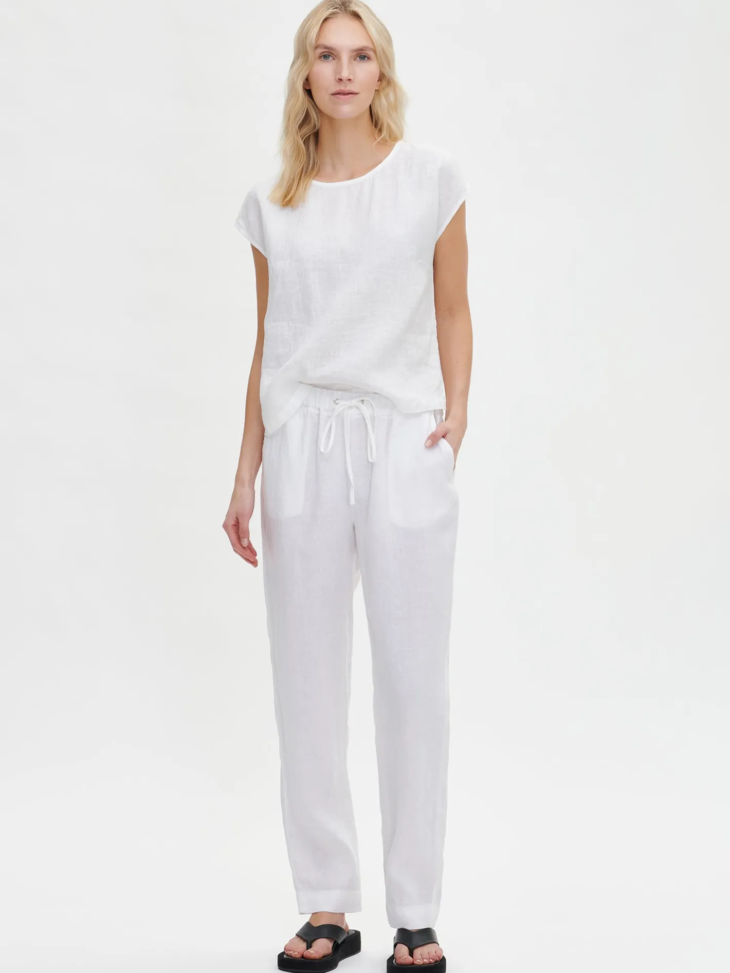 Nanso SARASTUS pellavahousut -* Pellavavaatteet|Yöasut Ja Oloasut