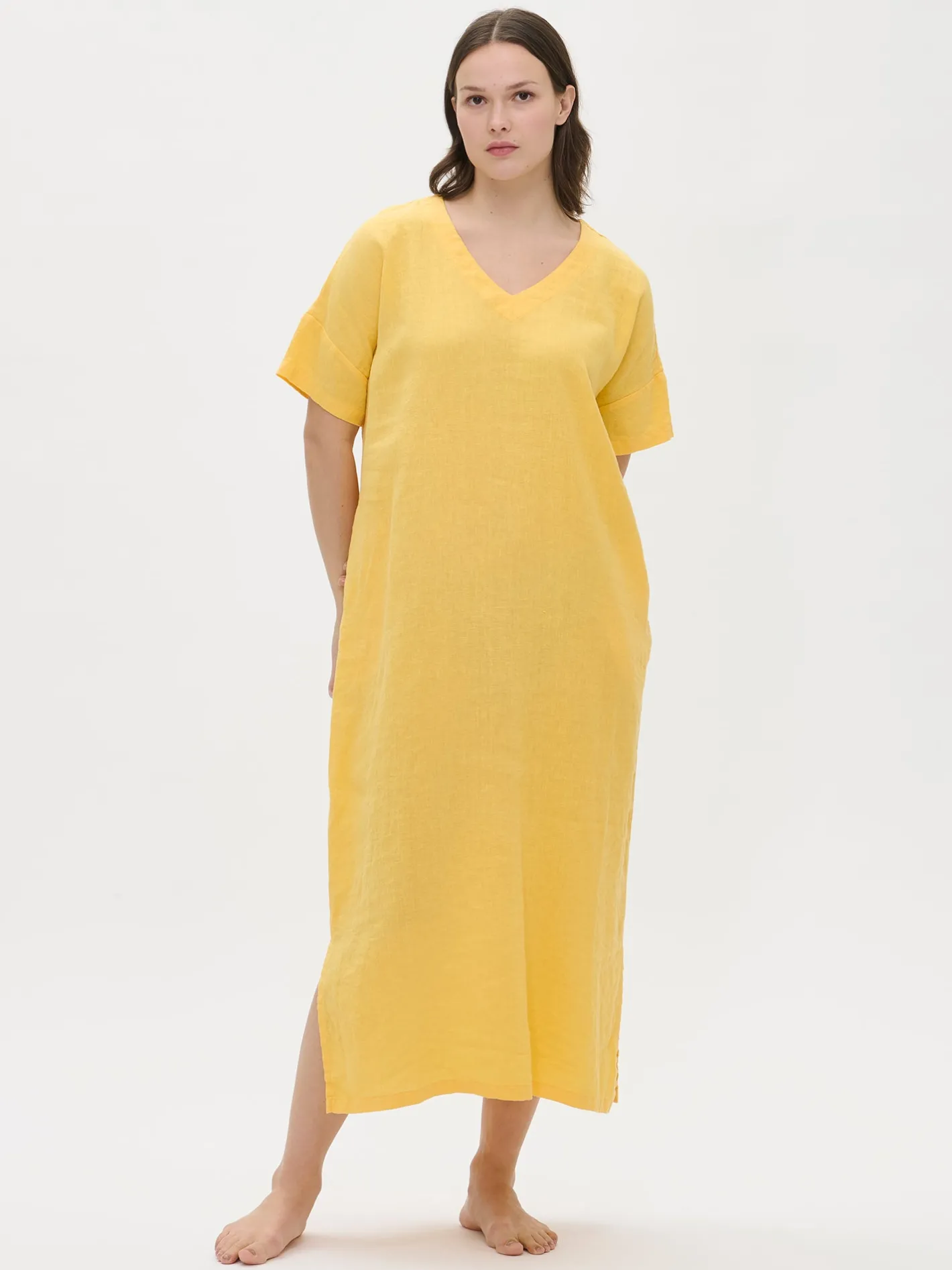 Nanso SARASTUS pitkä pellavakaftaani -* Pellavavaatteet|Yöasut Ja Oloasut